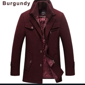 2XL Double Collar Woolen Men's Trench Coat